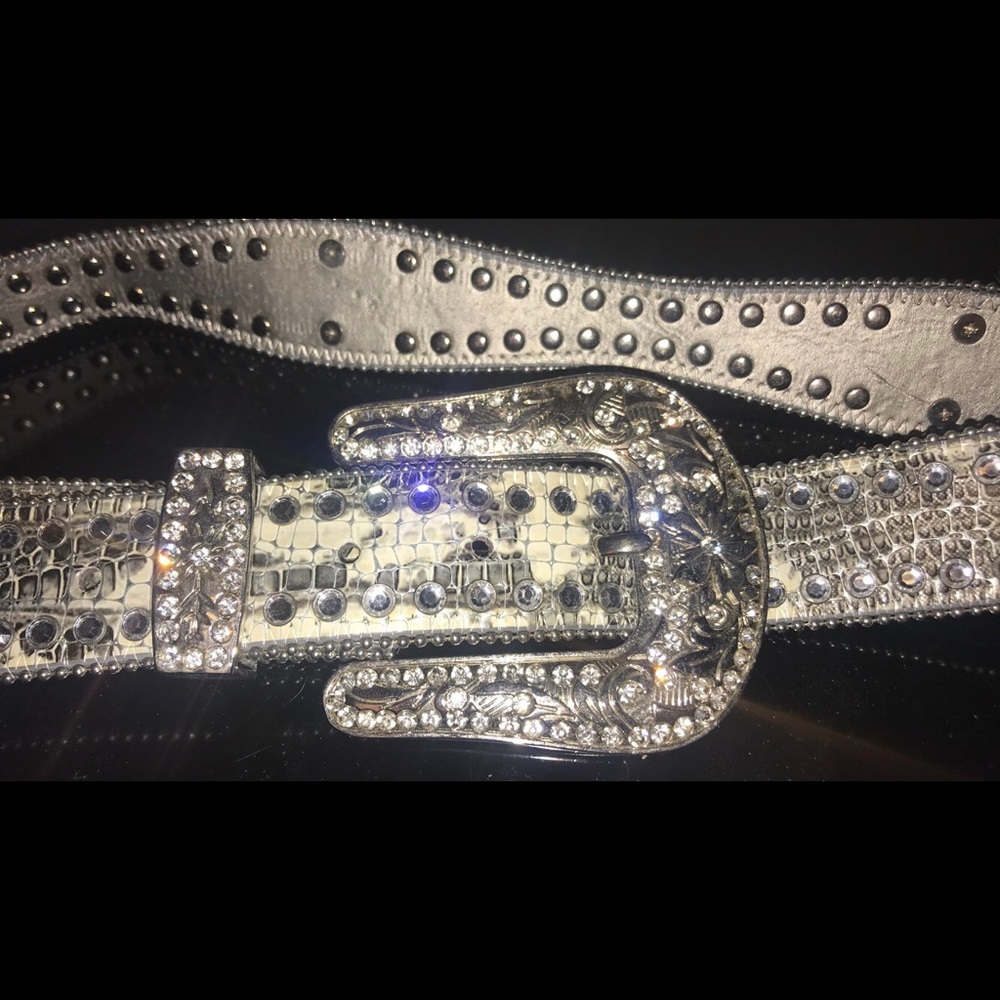 BKE Snakeskin diamond studded belt